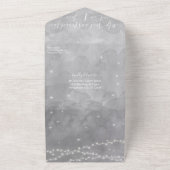 Blush roze koraal en grijze hardeboom bruiloft all in one uitnodiging (Buitenkant)