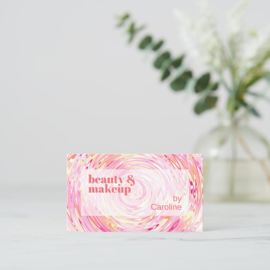 Blush roze koraal Oranje rood Abstract kunstpatroo Visitekaartje (Staand voorkant)