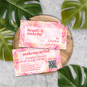 Blush roze koraal Oranje rood Abstract kunstpatroo Visitekaartje