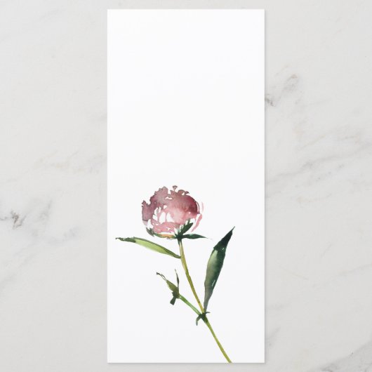 Blush roze koraal pioen bloemenzomer bruiloft Menu (Achterkant)