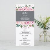 Blush roze koraal pioen bloemenzomer bruiloft Menu (Staand voorkant)