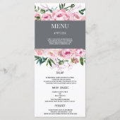 Blush roze koraal pioen bloemenzomer bruiloft Menu (Voorkant)