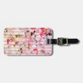 Blush roze koraal waterverf florale moderne strepe bagagelabel (Voorkant horizontaal)