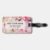 Blush roze koraal waterverf florale moderne strepe bagagelabel (Achterkant horizontaal)