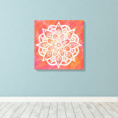 Blush Roze Koraal Wit Mandala Waterverf Canvas Afdruk (Insitu (Houten vloer))