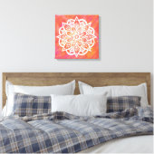 Blush Roze Koraal Wit Mandala Waterverf Canvas Afdruk (Insitu (Slaapkamer))