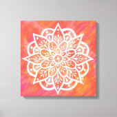 Blush Roze Koraal Wit Mandala Waterverf Canvas Afdruk (Voorkant)