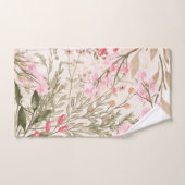 Blush roze koraalbos groene waterverf florale bad handdoek (Handdoek)