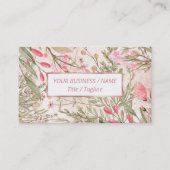 Blush roze koraalbos groene waterverf florale bu visitekaartje (Voorkant)