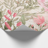 Blush roze koraalbos groene waterverf florale cadeaupapier (Hoek)