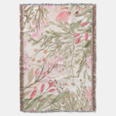 Blush roze koraalbos groene waterverf florale deken (Voorkant Verticaal)