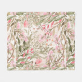 Blush roze koraalbos groene waterverf florale fleece deken (Voorkant (Horizontaal))
