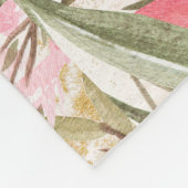 Blush roze koraalbos groene waterverf florale fleece deken (Hoek)