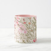 Blush roze koraalbos groene waterverf florale mok (Midden)