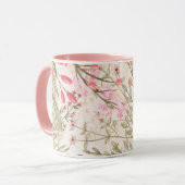 Blush roze koraalbos groene waterverf florale mok (Voorkant links)