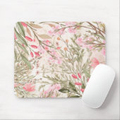 Blush roze koraalbos groene waterverf florale muismat (Met muis)