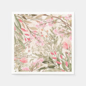 Blush roze koraalbos groene waterverf florale servet (Voorkant)