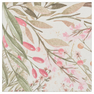 Blush roze koraalbos groene waterverf florale stof