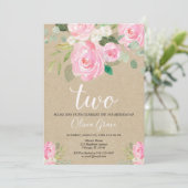 Blush roze kraft 2e verjaardag bloemmeisje verjaar kaart (Staand voorkant)