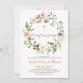 Blush roze krans baby meisje bevestiging kaart (Voorkant)