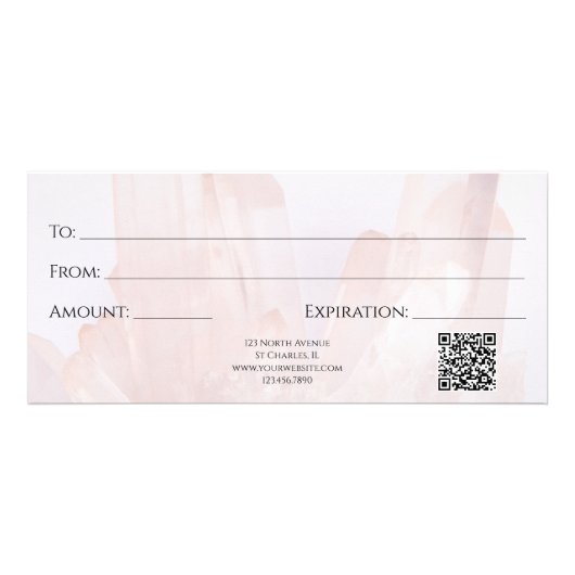 Blush Roze kristallen Sa Salon Cadeaubon Reclamekaart (Achterkant)