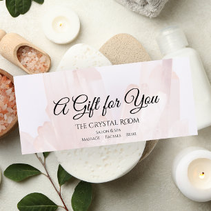 Blush Roze kristallen Sa Salon Cadeaubon Reclamekaart