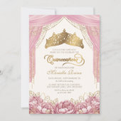 Blush roze kroon bloemen Quinceanera Kaart (Voorkant)