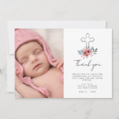 Blush Roze Kruis Bloemen Foto Doop Bedankkaart (Voorkant)