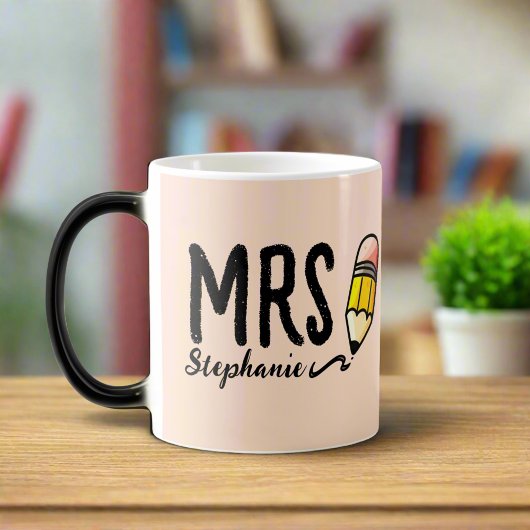 Blush Roze L Schattige Potlood Typografie Leraar G Magische Mok