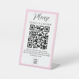 Blush Roze Laat ons een review QR code Pedestal Si Reclamebord Met Voetstuk