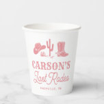 Blush Roze Laatste Rodeo Cowgirl Bachelorette Fees Papieren Bekers<br><div class="desc">Deze Blush Roze Laatste Rodeo Cowgirl Bachelorette Feestje Papieren Bekers hebben een handgetekende lay-out met handgetekende illustraties samen met een western-lettertype! Je hebt de vrijheid om iets unieks te creëren! Tekst en achtergrondkleuren zijn volledig aanpasbaar >>>klik op de "Bewerken met Ontwerp Tool" knop om aan te passen!</div>