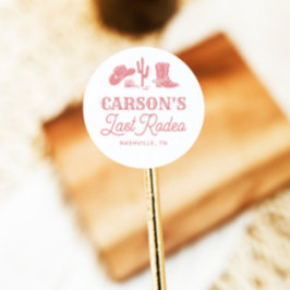 Blush Roze Laatste Rodeo Cowgirl Bachelorette Fees Ronde Sticker