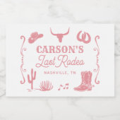 Blush Roze Laatste Rodeo Cowgirl Bachelorette Fees Sparkling Wijnetiket (Enkel label)