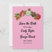 Blush roze land Rozen bloemenelegante bruiloft Save The Date (Voorkant)