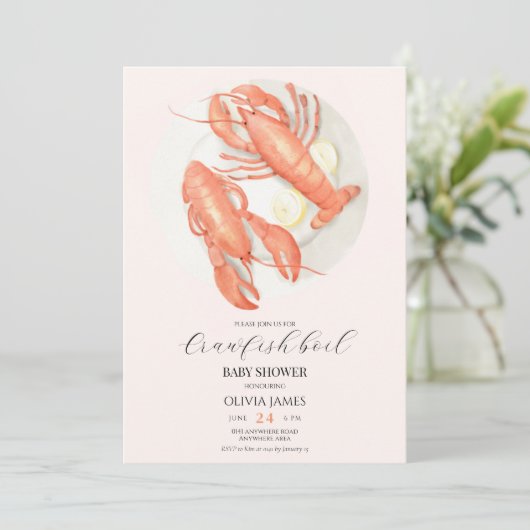 Blush roze langoest baby shower kaart (Staand voorkant)