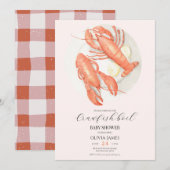 Blush roze langoest baby shower kaart (Voorkant / Achterkant)