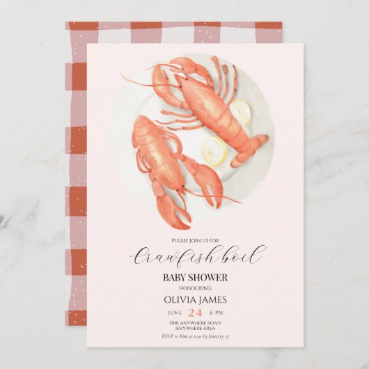 Blush roze langoest baby shower kaart (Voorkant / Achterkant)