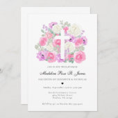 Blush roze lavender | Floral Baptisme  Kaart (Voorkant / Achterkant)