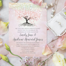 Blush roze leder Boom Bouw Land Weddenschap Kaart