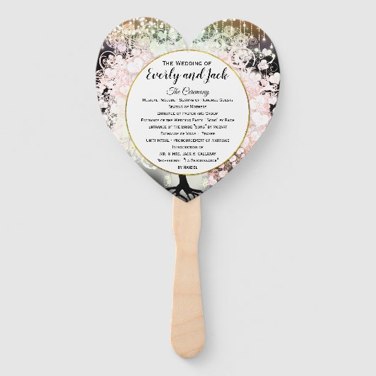 Blush roze lef-boom-weddenschapsprogramma zwart handwaaier (Voorkant)