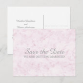 Blush Roze legant marmer Save the Date Aankondigingskaart (Voorkant / Achterkant)