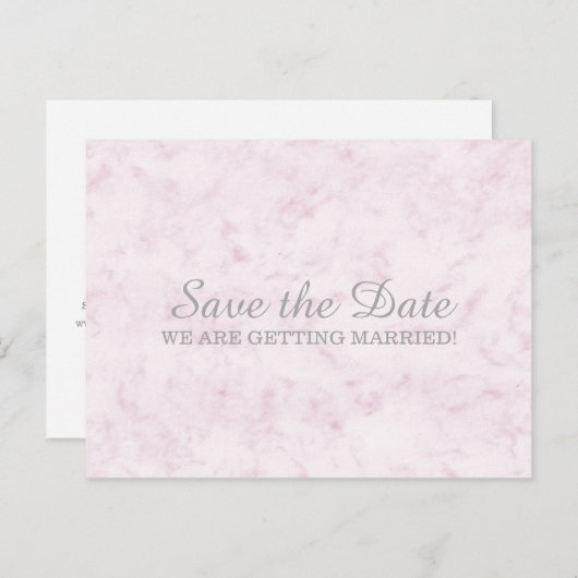 Blush Roze legant marmer Save the Date Aankondigingskaart (Voorkant / Achterkant)