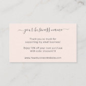 Blush roze legant order Dank u Invoegen Visitekaartje (Achterkant)