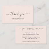 Blush roze legant order Dank u Invoegen Visitekaartje (Voorkant / Achterkant)