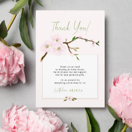 Blush roze lente bloemenmeisje baby shower bedankkaart