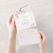 Blush roze lente bloemenrecept met vrijgezellenfee all in one uitnodiging (Afscheurbaar)