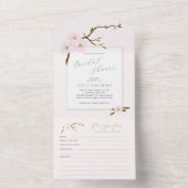 Blush roze lente bloemenrecept met vrijgezellenfee all in one uitnodiging (Binnen)