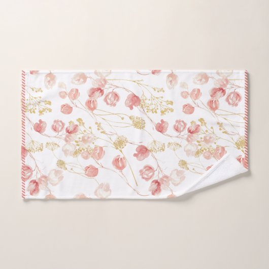 Blush roze lente zomer tuin patroon bad handdoek (Handdoek)