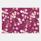 Blush roze lente zomer tuin patroon inpakpapier vel (Voorkant 3)