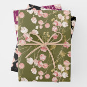 Blush roze lente zomer tuin patroon inpakpapier vel (In situ)